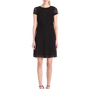 Adriana Papell PopOver Lace Pleated Chiffon Dress